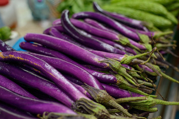 Purple long Chinese eggplants