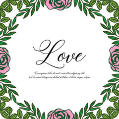 Vector illustration wreath for greeting card lettering love hand drawn