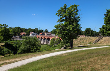 View to brick bridge.