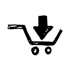 Icon black Hand drawn Simple outline buy shopping cart Symbol. vector Illustrator. on white background