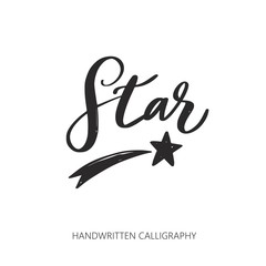 Star. Vector handwritten Lettering, Calligraphy. Symbol and Logo concept