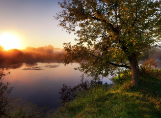 Fototapeta na wymiar Dawn on the river