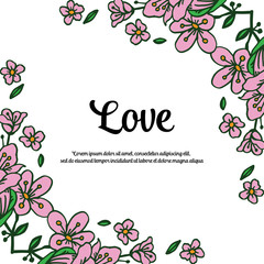 Vector illustration greeting card flower with lettering love hand drawn