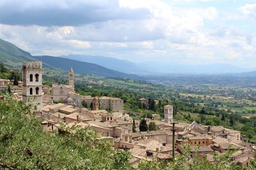 Obraz premium Assisi, Umbria, Italy. Panoramic view of the religious city world heritage of Unesco.