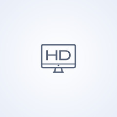 HD monitor, vector best gray line icon