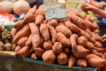 Basket with sweet potatoes
