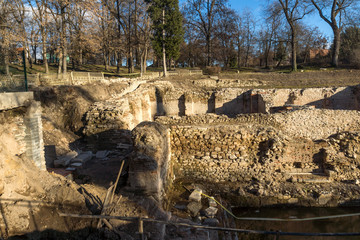 Sunset view of The ancient Thermal Baths of Diocletianopolis, town of Hisarya, Plovdiv Region,...