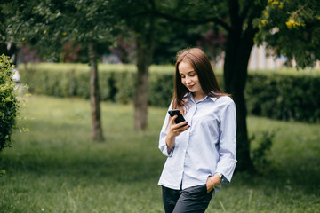 Woman using smart phone mobile