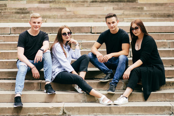 Fototapeta premium Group of friends laughing out loud outdoor
