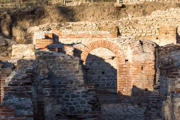 Sunset view of The ancient Thermal Baths of Diocletianopolis, town of Hisarya, Plovdiv Region, Bulgaria