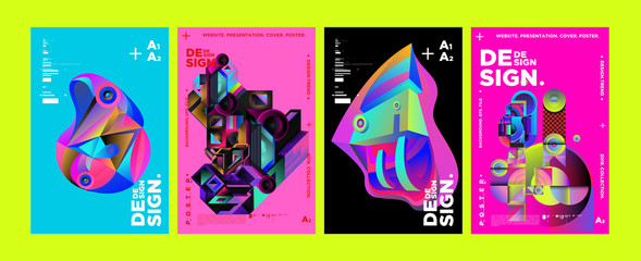 Obraz premium Cover and Poster Design Template for Magazine. Trendy Vector Typography and Colorful Illustration Collage for Cover and Page Layout Design Template in eps10.