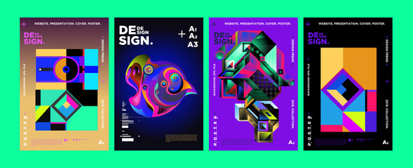 Fototapeta premium Cover and Poster Design Template for Magazine. Trendy Vector Typography and Colorful Illustration Collage for Cover and Page Layout Design Template in eps10.