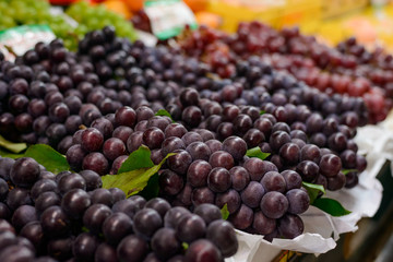 Bunch of ripe dark grapes