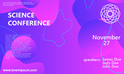 Science conference invitation flyer Fluid backdrop