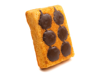chocolate sponge cake isolated