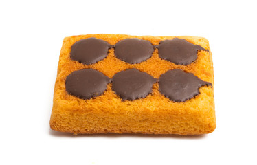 chocolate sponge cake isolated