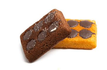 chocolate sponge cake isolated