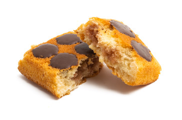 chocolate sponge cake isolated