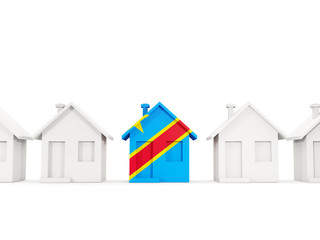 House with flag of democratic republic of the congo