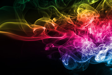 Abstract colorful smoke on black background, fire design