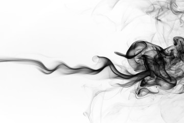 Fototapeta premium Black smoke abstract on white background, fire design