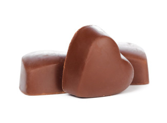 chocolate hearts isolated on white