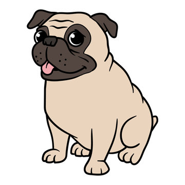 Vector Cartoon Pug Dog