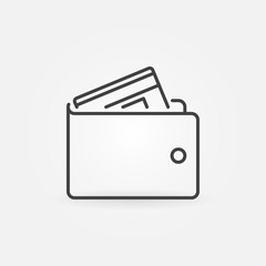 Wallet with Credit Card vector icon or design element in thin line style