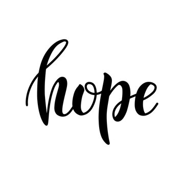 Hope brush lettering logo isolated on white background. Hand sketched religious calligraphy for cards, postcards, label, badges. Hope t-shirt and apparel print design. Vector eps 10