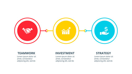 Thin lines with circles for infographic. Business timeline concept with 3 options. Presentation template