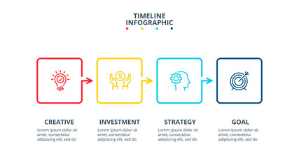 Thin line flat elements for infographic. Template for diagram, graph, presentation and chart. Business concept with 4 options, parts, steps or processes