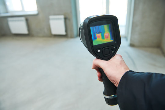 thermal imaging camera inspection for temperature check and finding heating pipes