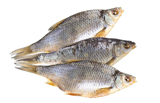 dried vobla on a white background