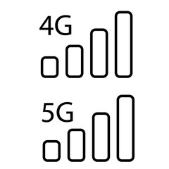 signal strength field outline line icon, 4g, 5g, lte 