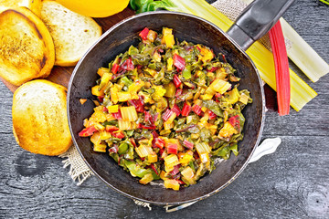 Mangold braised in pan on board top