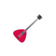Russian symbol red balalaika vector illustration isolated on white backdrop, welcome to Russia, travel flat icon musical instrument, cartoon traditional sign for design tourism infographic souvenir