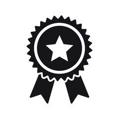 Quality check ribbon icon. Vector product certified or best choice recommended award and warranty star approved certificate mark label