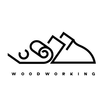 an illustration consisting of an image of a planer plowing a tree and the inscription "woodworking"
