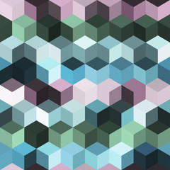 Hexagon grid seamless vector background. Colorful polygons bauhaus corners geometric design. Trendy colors hexagon cells pattern for web or cover. Hexagonal shapes modern backdrop.