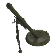 The 120-mm mortar cannon gun 2B11 on white background. 3d illustration