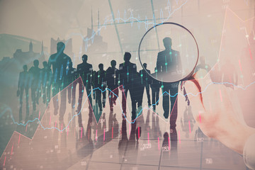 Double exposure of Business sketch concept