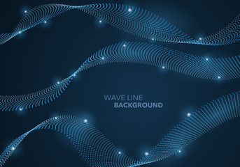 Futuristic abstract wave dot gradient line and illuminated light ball template background