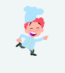 Chef running smiling.