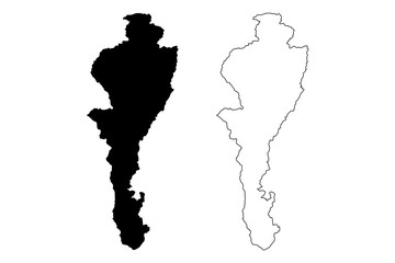 Cesar Department (Colombia, Republic of Colombia, Departments of Colombia) map vector illustration, scribble sketch Department of Cesar map