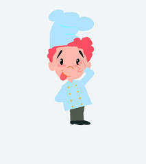 Chef sticks out his tongue in gesture of funny shyness.