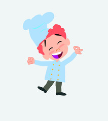Chef exulting in happiness