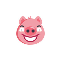 Happy piggy smile emoticon flat icon, vector sign, colorful pictogram isolated on white. Smiling piggy face emoji symbol, logo illustration. Flat style design