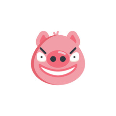 Angry face emoji flat icon, vector sign, colorful pictogram isolated on white. Aggressive piggy face emoticon symbol, logo illustration. Flat style design