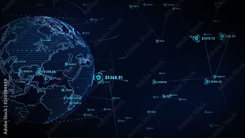 Aufkleber shield icon on secure global network, technology network and cyber security concept. protection for 