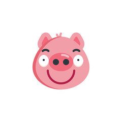 Sassy piggy face emoji flat icon, vector sign, colorful pictogram isolated on white. Piggy smug face emoticon symbol, logo illustration. Flat style design